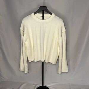 Elodie Cream Ribbed Crewneck Sweater Small NWT Cozy Knit